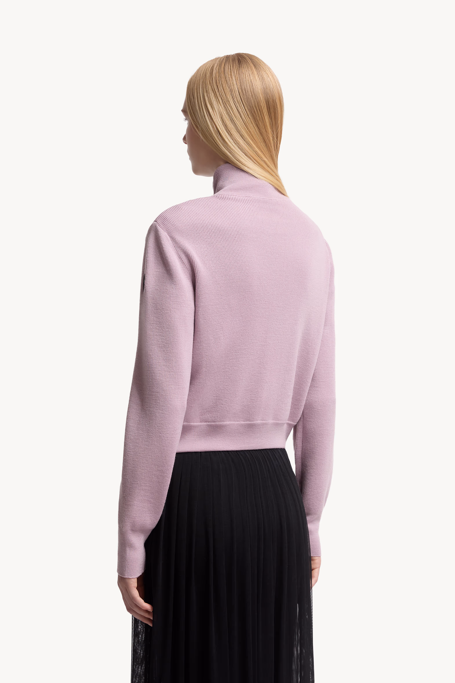 Padded Wool Zip-Up Cardigan Women Dusty Pink Moncler 5